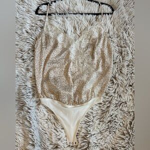 American eagle Leopard Print Bodysuit satin and lace